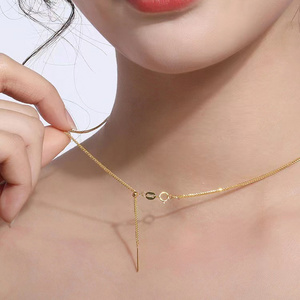 Chain DIY Sliding Bead foe Length Sweater  Adjustable Chain 18K Gold Plated 316L Stainless Steel Fine Statement Necklace Jewelry