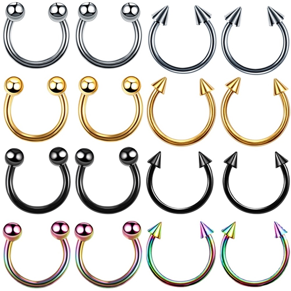 Custom Size Color Surgical Stainless Steel U Nose Screw Nose Ring Pierced Girl C Nostril Piercing Face  Piercing Jewelry