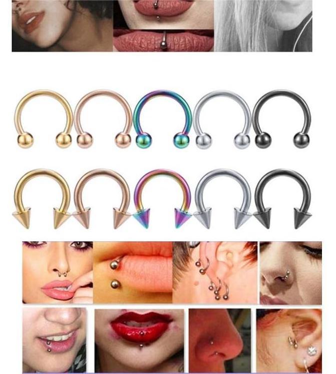 Custom Size Color Surgical Stainless Steel U Nose Screw Nose Ring Pierced Girl C Nostril Piercing Face  Piercing Jewelry