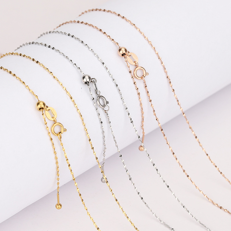 Necklace Fashion Jewelry 18K Gold Plated Custom Needle Ball Pendants Stainless Steel Women Adjustable Chain Necklace Jewelry