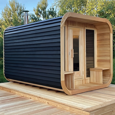 Traditional Outdoor 5 Person Combined Garden Sauna Square Wooden Sauna And Steam Room