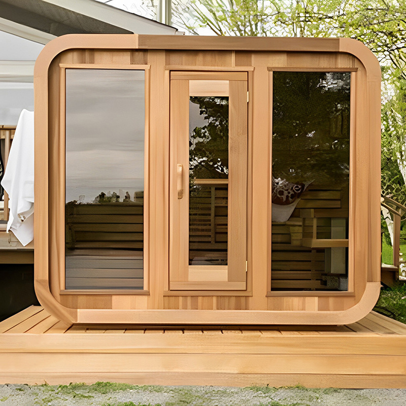 Traditional Outdoor 5 Person Combined Garden Sauna Square Wooden Sauna And Steam Room