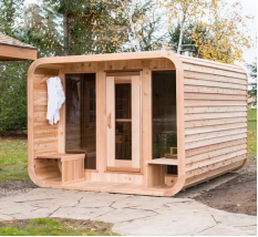 Customize 2-4 People Outdoor Wood Steam Sauna Room With Changing Rooms