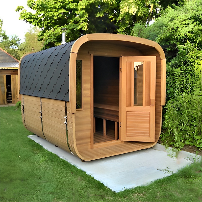 Traditional Outdoor 5 Person Combined Garden Sauna Square Wooden Sauna And Steam Room