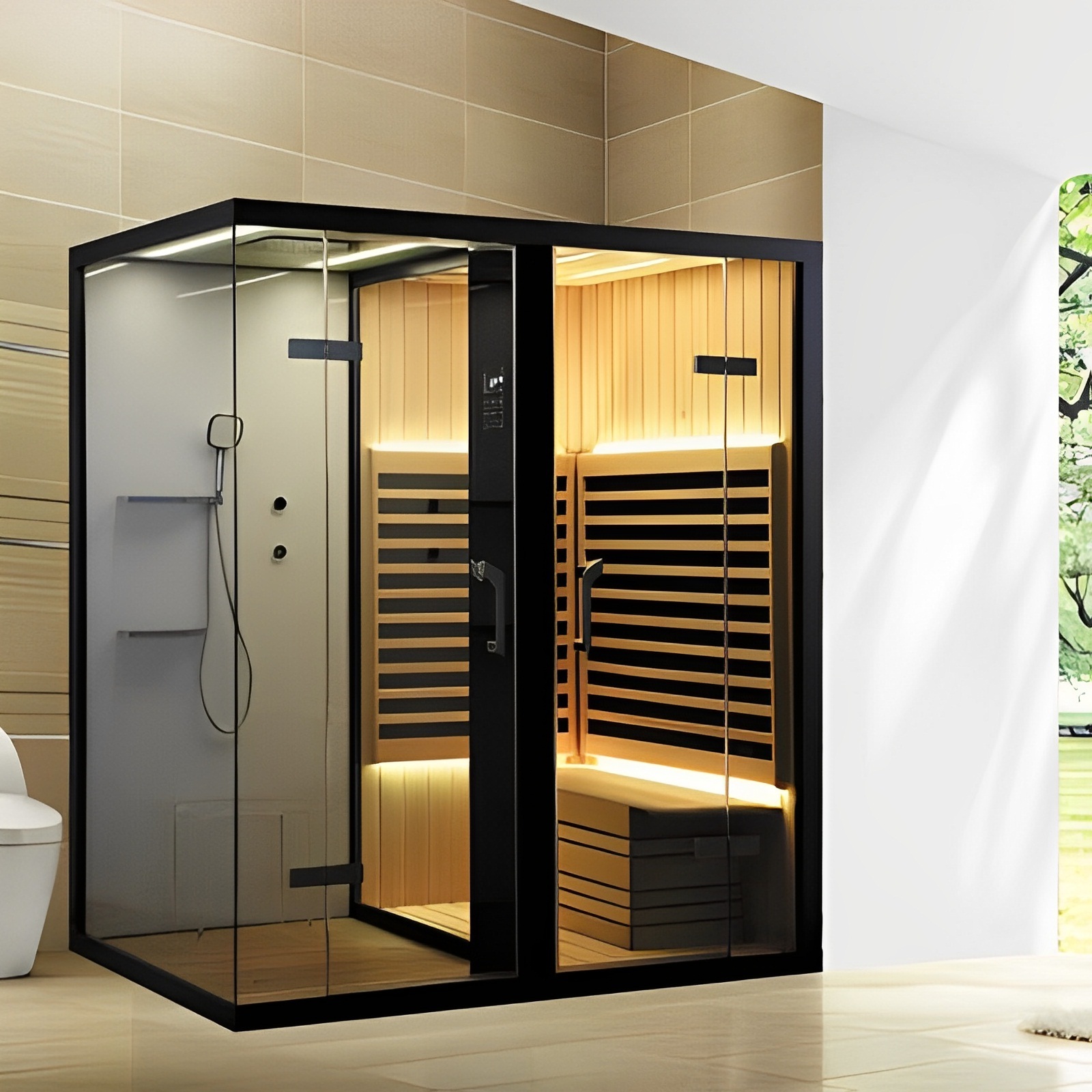 Hot Selling Home Steam Sauna Room 2 People Steam Shower Sauna Room Combination