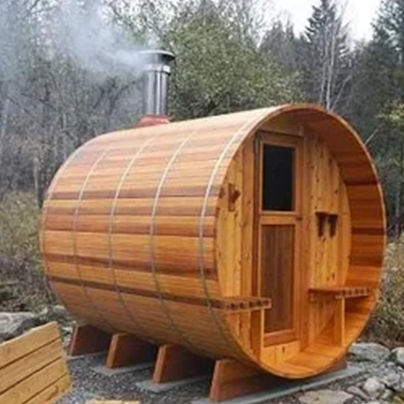 Outdoor Home Steam Outdoor Wood Barrel Wet Steam Sauna Room With Wood Fired Stove