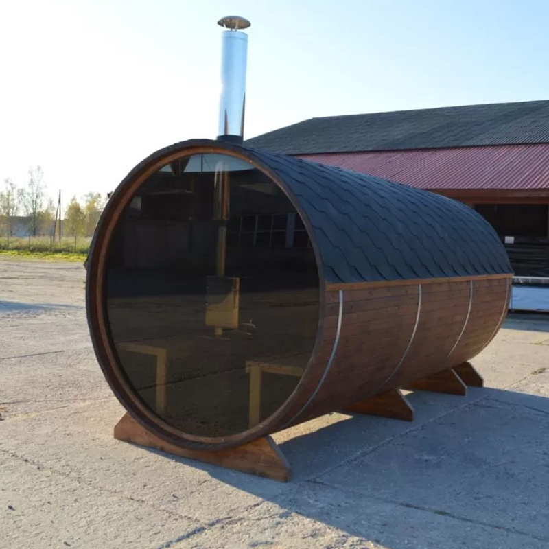 Outdoor Home Steam Outdoor Wood Barrel Wet Steam Sauna Room With Wood Fired Stove