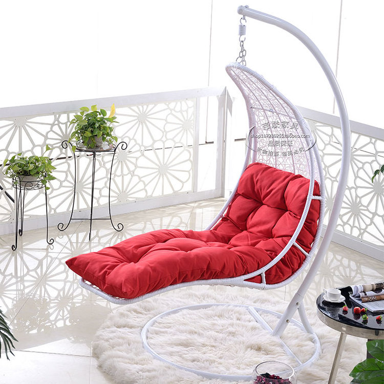 Modern Design Outdoor Furniture Waterproof Metal and Wood Garden Rattan Swing Chair for Patio with Fabric Material