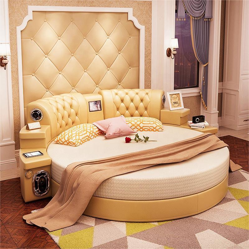 High Quality Elegant Modern Latest Round Platform Bed With Music Player USB