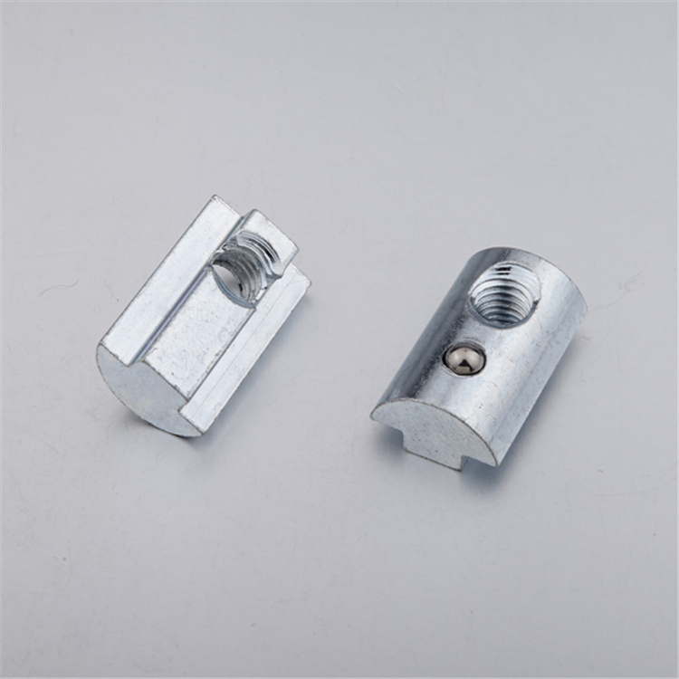 2A15.AB.01 Hot sale groove 8 steel material zinc plated sliding nut with spring ball