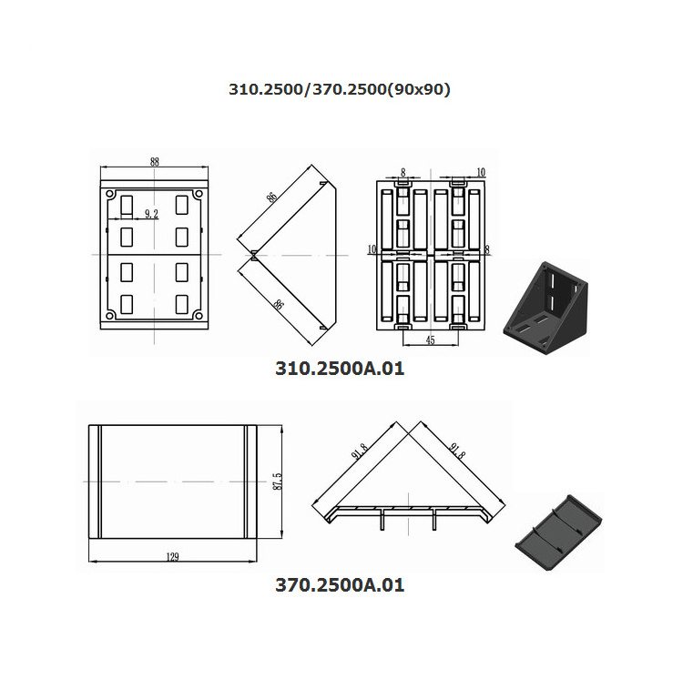 Slot 8+10 Cap Aluminum 90 Series L Type Galvanized Construction Angle Bracket