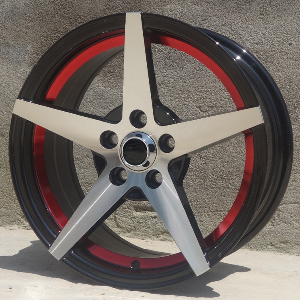 Factory Alloy Wheels 15 Inch 5x100/114.3 ET 35 VIA/JWL Car Rims Red lip passenger 5 hole car wheel rim