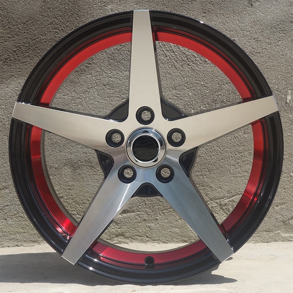 Factory Alloy Wheels 15 Inch 5x100/114.3 ET 35 VIA/JWL Car Rims Red lip passenger 5 hole car wheel rim