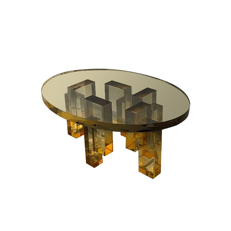 Customized Plexiglass Acrylic amber gradient coffee table modern simple sofa edge several villa living room balcony negotiate