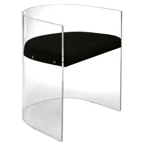 Factory made Colored Chair High Transparency Black Cushion Acrylic Furniture Table Chair for living room