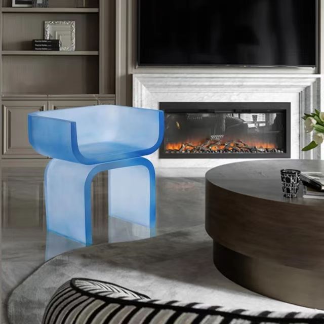 2023 New Design Unique Acrylic Living Room Stool Chair High Quality Acrylic Modern Luxury Fancy Chair