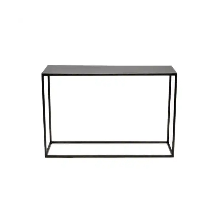 New arrival Black metal rock top living room furniture rectangle metal  console table home use side table