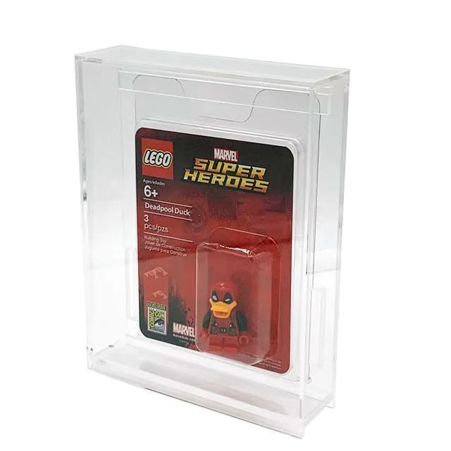 Custom standing display wholesale clear acrylic Lego display holder transparent acrylic minifigure display box for retail