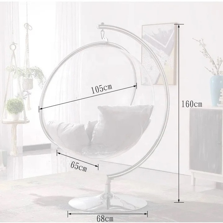 Nordic Hanging Chair Sofa Acrylic Bubble Chair Swing Balcony Leisure Round Swivel Clear Acrylic Living Room Dining Room Modern