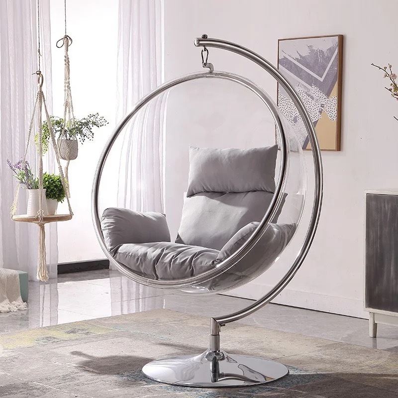 Nordic Hanging Chair Sofa Acrylic Bubble Chair Swing Balcony Leisure Round Swivel Clear Acrylic Living Room Dining Room Modern