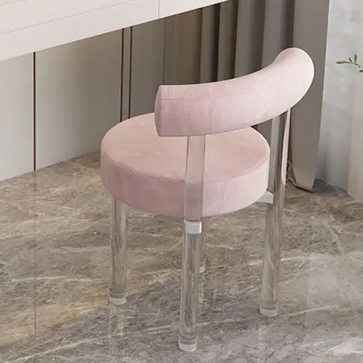 Wholesale Restaurant Nordic Room Modern Acrylic Crystal Make Up Artist Dining Chairs Pink velvet living room chair