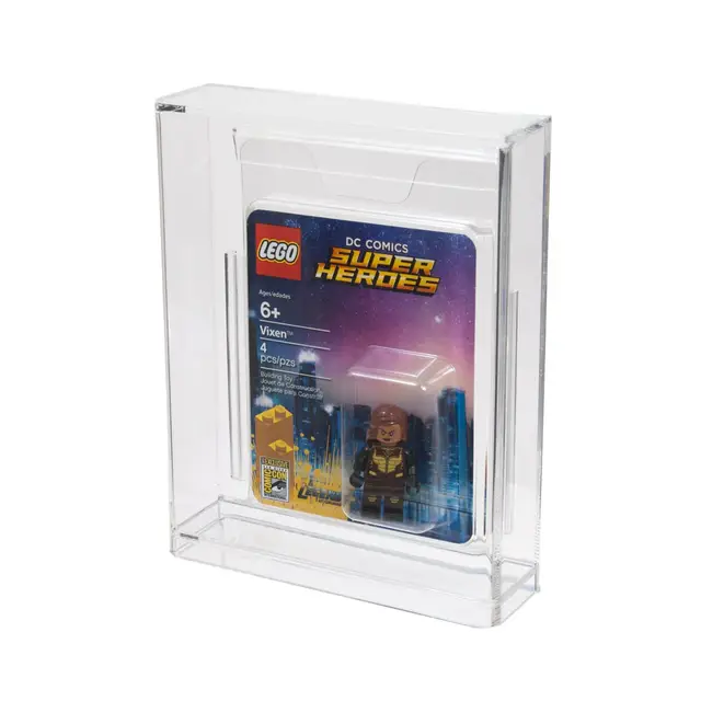 Custom standing display wholesale clear acrylic Lego display holder transparent acrylic minifigure display box for retail