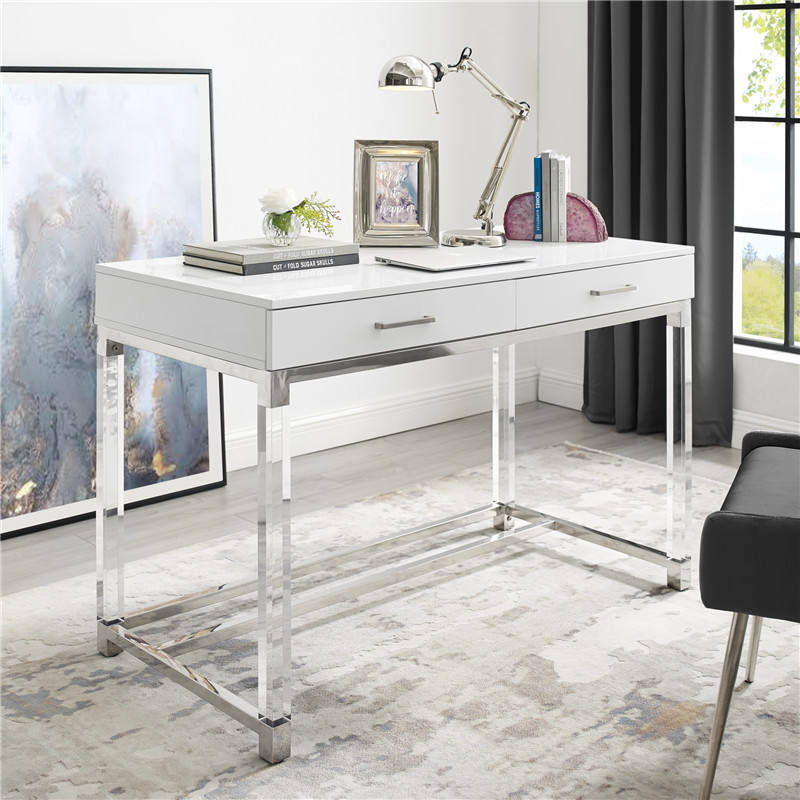 Crystal Manager Office Writing Table Desk Clear Acrylic Modern Computer Desk With Drawers