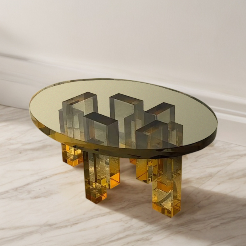 Customized Plexiglass Acrylic amber gradient coffee table modern simple sofa edge several villa living room balcony negotiate