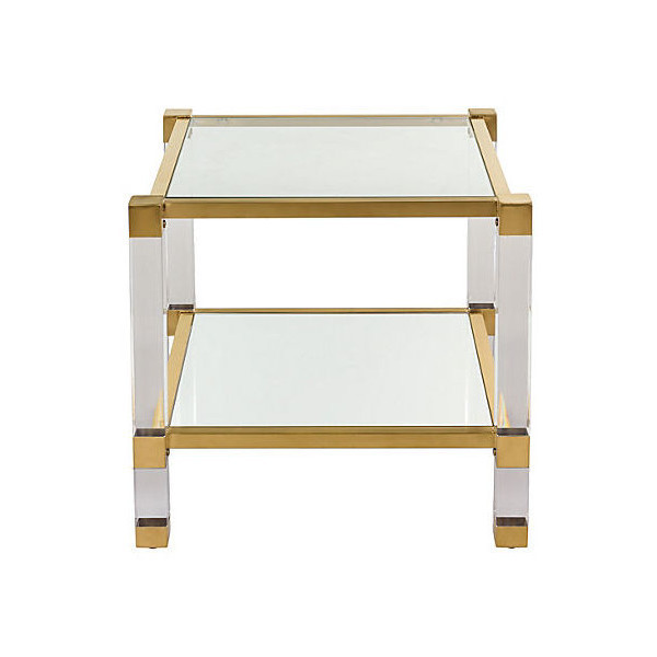 Fancy Square Stainless Steel Gold Coffee Table Acrylic Clear Metal Table manufacturer