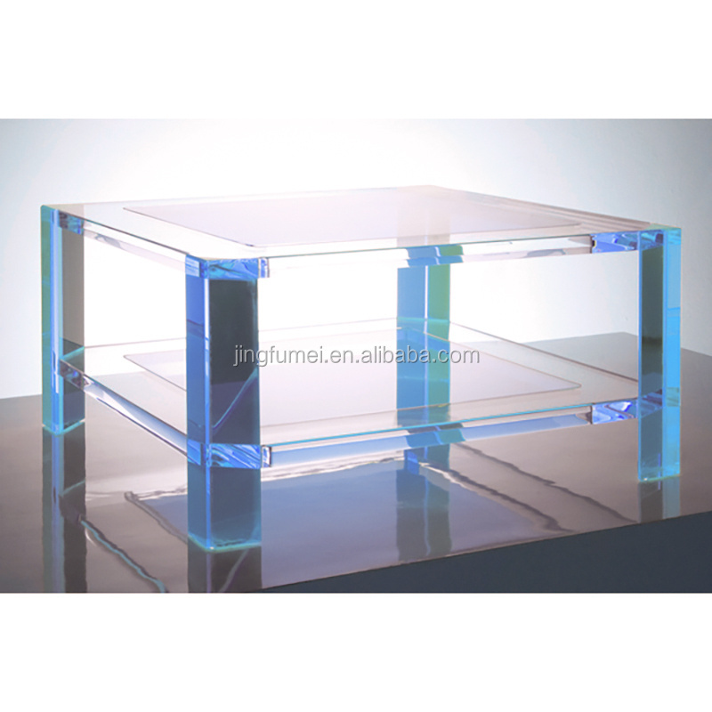 Custom Color Small Square Coffee Table Acrylic Aquarium Table with No Legs