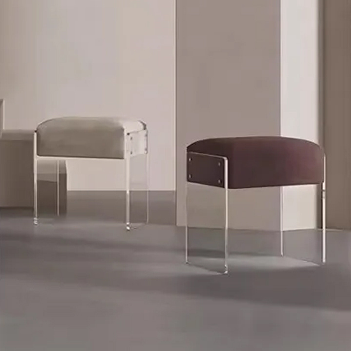 Crystal Clear Acrylic Bench Stool Plexiglass Furniture Chair Stool Ottoman Ottoman Stool Used for Dressing