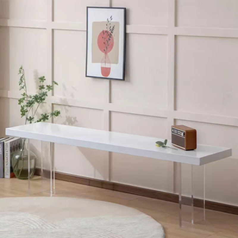 Acrylic suspended wood dining table with chair combination of small household desk pure white island rock board dining table