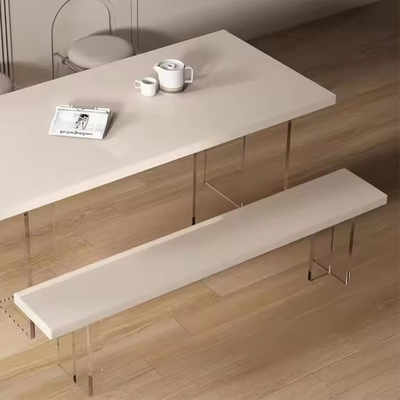 Acrylic suspended wood dining table with chair combination of small household desk pure white island rock board dining table