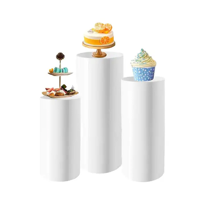 Hot selling modern high quality acrylic display stand white wedding party acrylic food display riser cube cake display stand