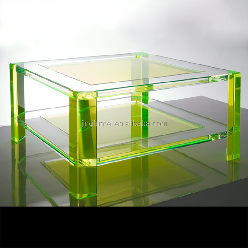 Custom Color Small Square Coffee Table Acrylic Aquarium Table with No Legs