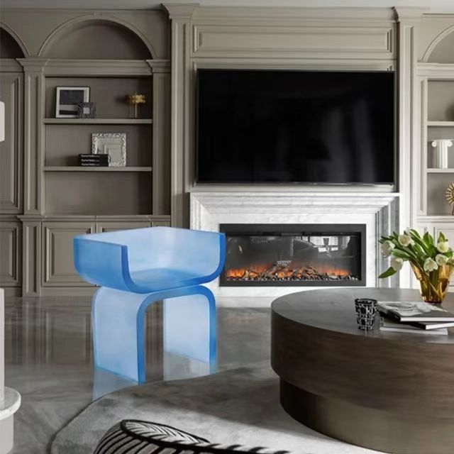 2023 New Design Unique Acrylic Living Room Stool Chair High Quality Acrylic Modern Luxury Fancy Chair