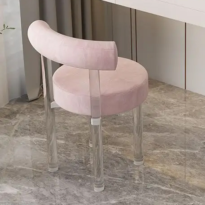 Wholesale Restaurant Nordic Room Modern Acrylic Crystal Make Up Artist Dining Chairs Pink velvet living room chair