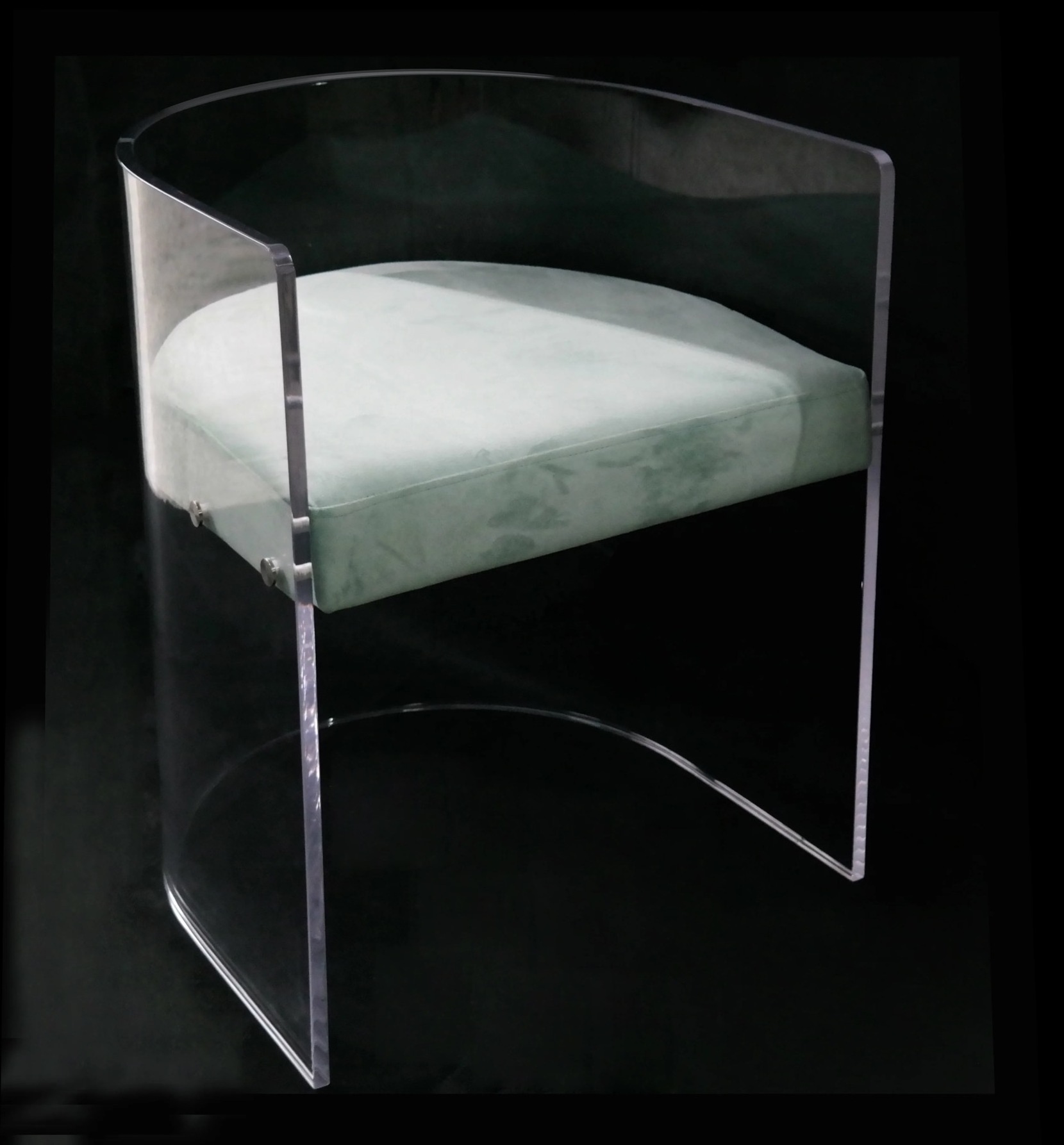 Factory made Colored Chair High Transparency Black Cushion Acrylic Furniture Table Chair for living room