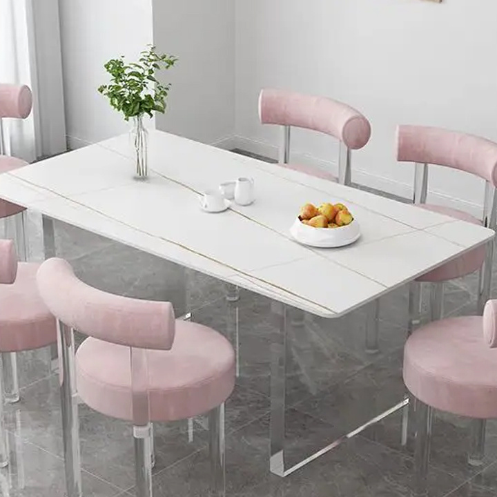 Wholesale Restaurant Nordic Room Modern Acrylic Crystal Make Up Artist Dining Chairs Pink velvet living room chair