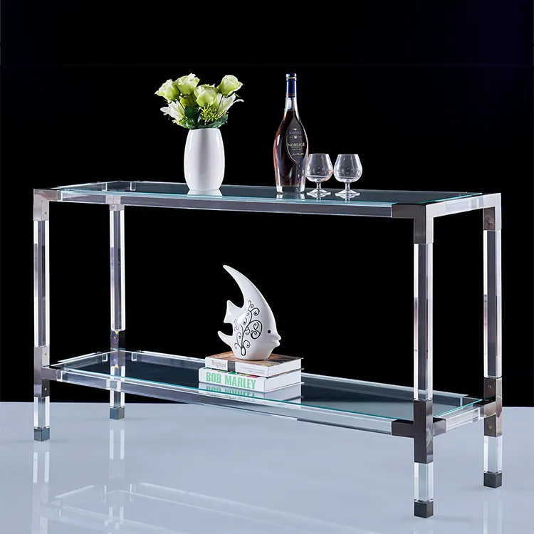 Luxury  Acrylic Corner Table Stainless Steel Console Table Acrylic Console Table glass entry desk