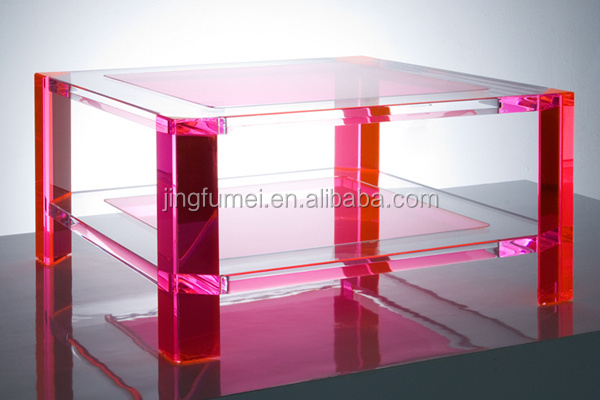 Custom Color Small Square Coffee Table Acrylic Aquarium Table with No Legs