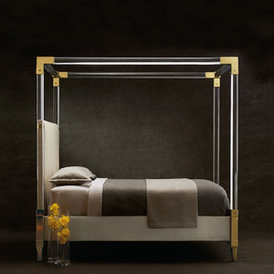 Newly Design Wholesale Acrylic Frames Hotel Bed Double King Bedroom Furniture