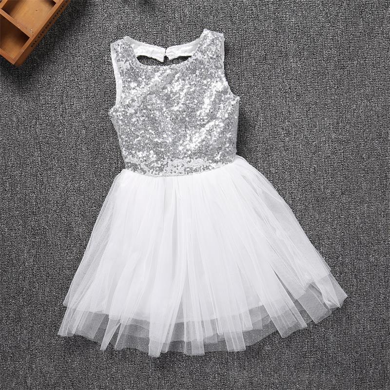 Children clothing Princess Fancy Girls party Dress Summer sequin white tulle Skirt Kids toddler Clothes Girls Dresses