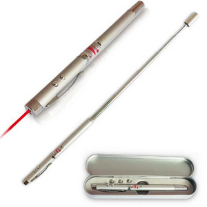 Telescopic Multi-function 4 in 1 Magnet pickup Ball point pen LED flashlight torch RED Laser Pointer