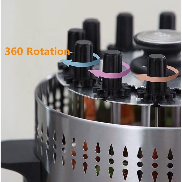 China factory made indoor 12 skewers stainless steel smokeless rotation electric barbecue grill for home party use