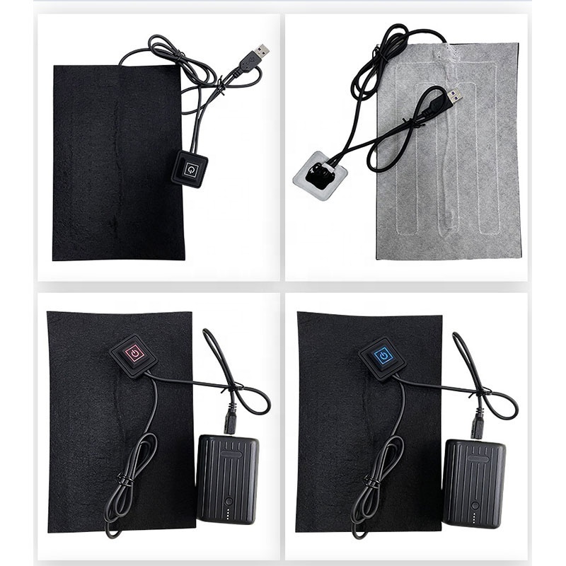 USB silicone button Battery electric heating pad,7.4V smart heating pad(14*21CM),suitable for winter jackets/vests/Shoes,etc