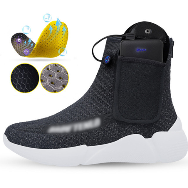 Outdoor snow ankle boots battery powered rechargeable heating foot warmer USB electrically heated shoes for men and women