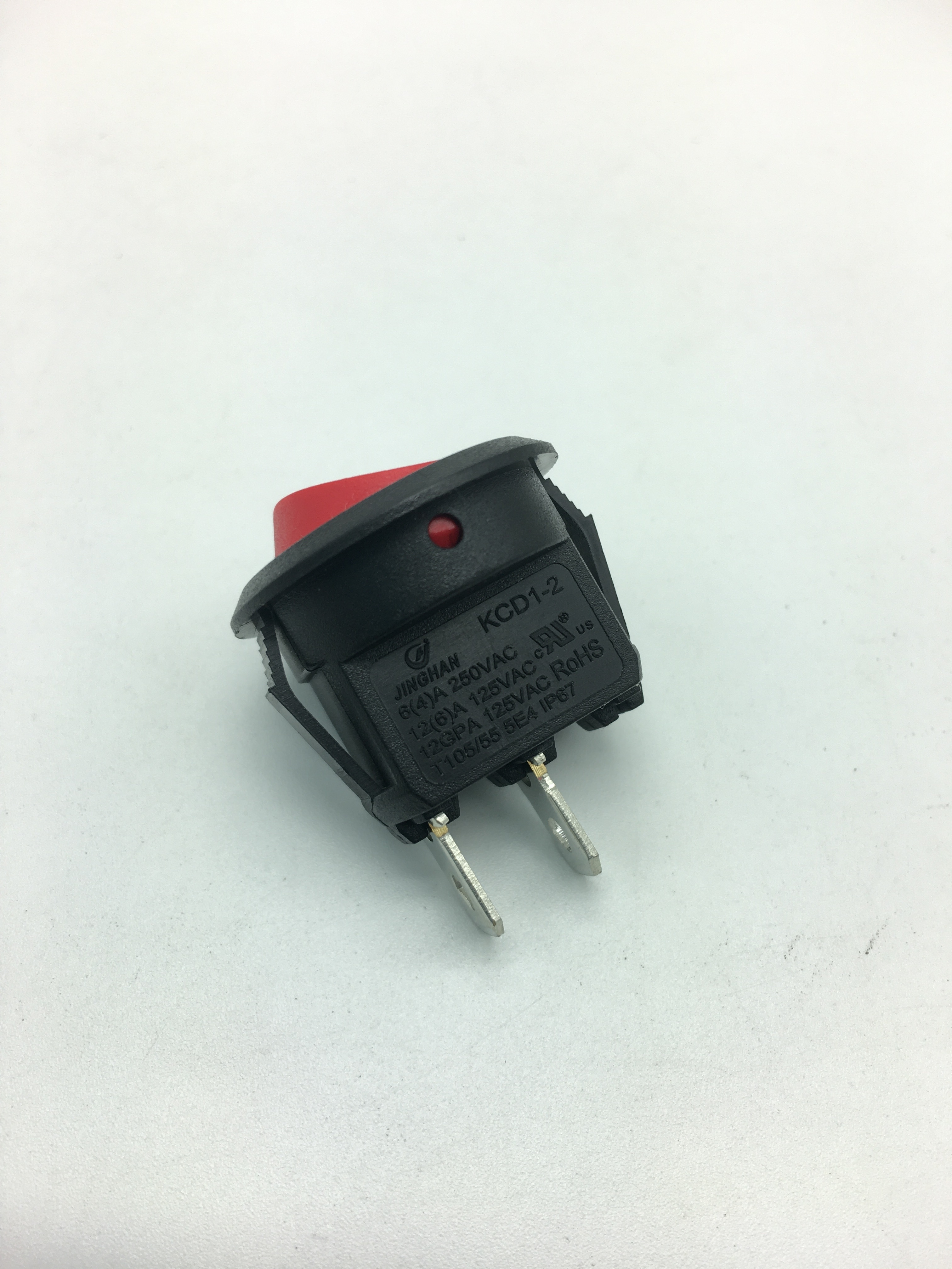 China manufacturers 23mm Green top button switch 6A 250VAC 2pin kcd1 round ON OFF rocker switch t85