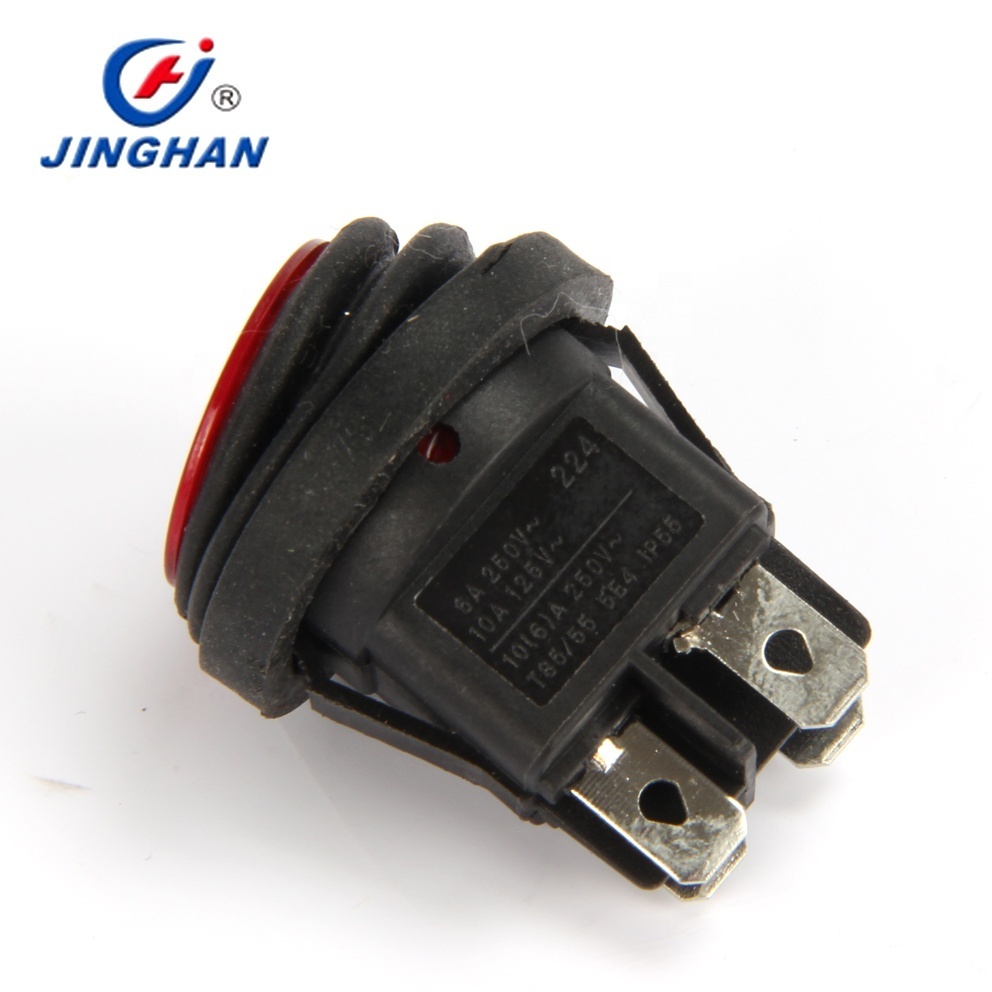 KCD1 waterproof IP67 round rocker switch t85 4 pins 12v LED on/off switch t125