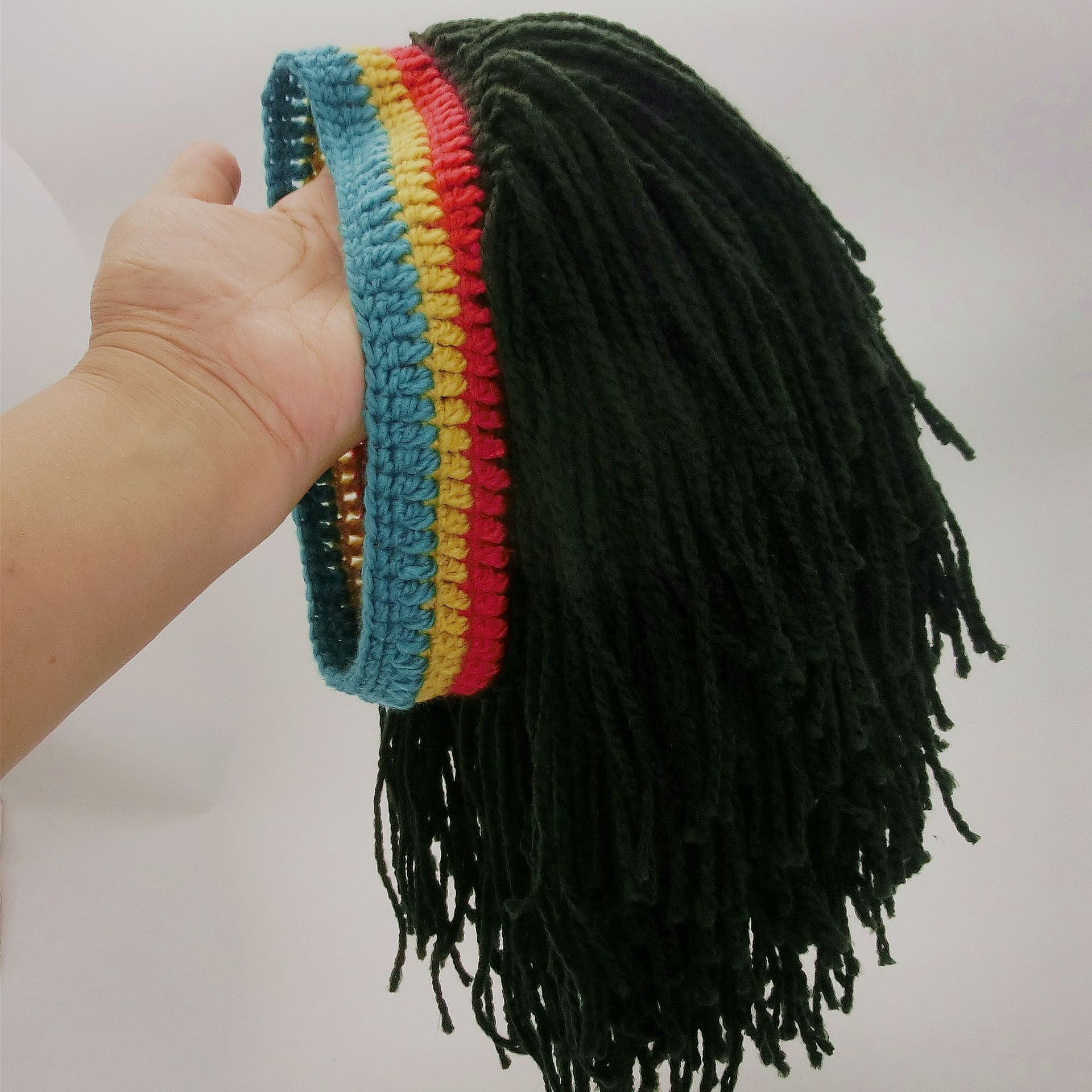 Hot Sale Halloween Creative Reggae Savage Hair Thread Wig  Funny Rasta  Knitted Hat